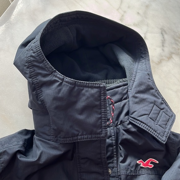 HOLLISTER CALIFORNIA all-weather jacket navy Sz M pink logo - Picture 9 of 14